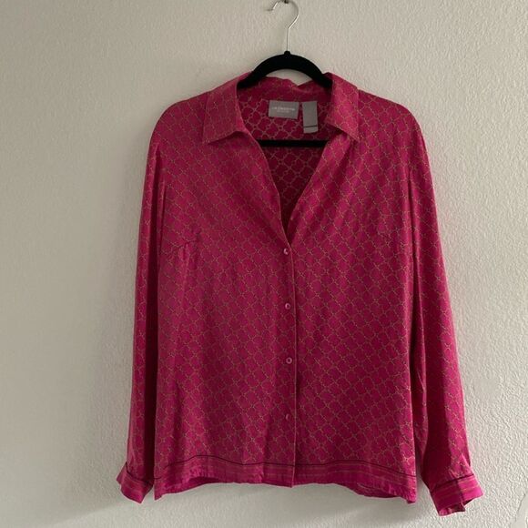 Liz Claiborne Pink Chain Pattern Long Sleeve - Picture 1 of 10